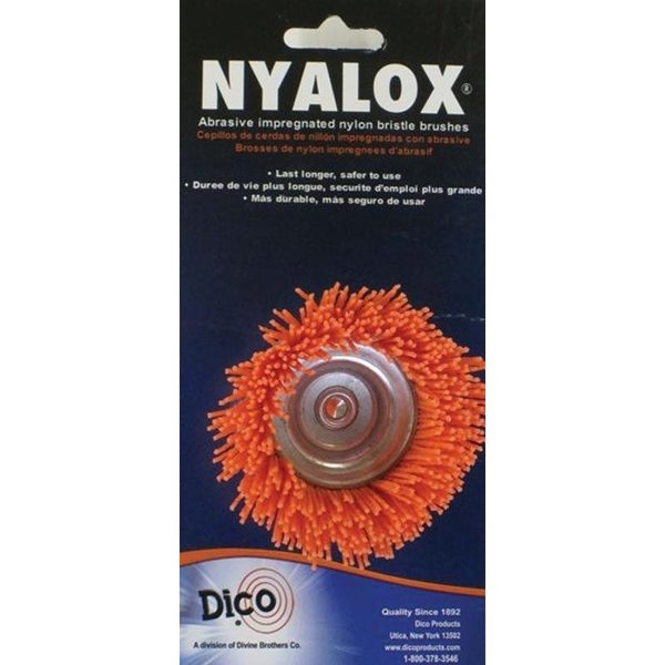 Dico Wire Cup Brush, 212 in Dia, 14 in ArborShank, Nylon Bristle 541-780-21/2